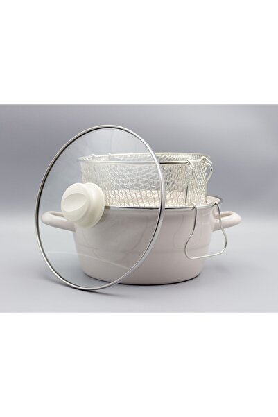 Bonera Κατσαρόλα τηγανίσματος 22 εκ. με επαγωγικό γυαλί κρεμοσμαρτισμένο με καπάκι