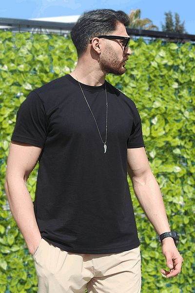 EydaMoon Ανδρικό μπλουζάκι μαύρο Lycra Regular Cut, 100% βαμβακερό μπλουζάκι κατά του ιδρώτα