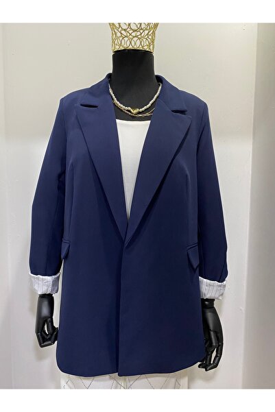 EYLÜL BUTİK lacivert kol katlamalı blazer ceket