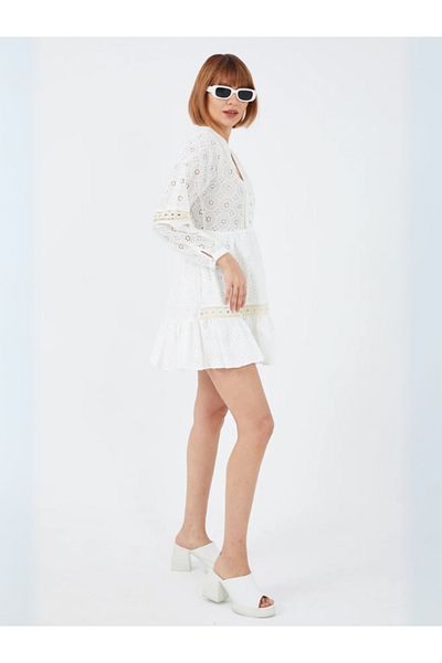 Rhythm Clothing Laced, V-Neck, Lined Skirt, Mini Length Women's Dress