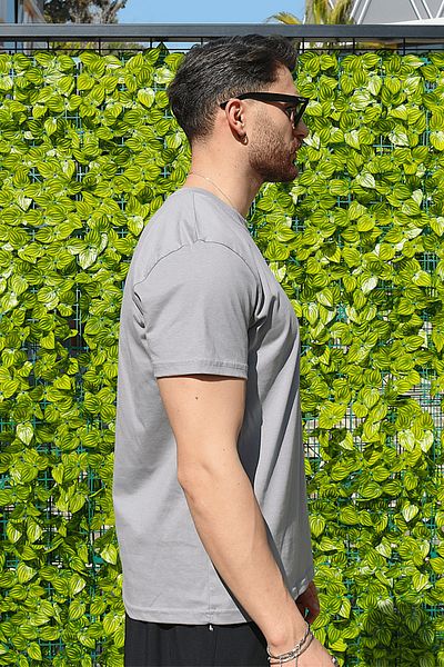 EydaMoon Men's Gray Lycra Regular Fit 100% Thin Cotton T-Shirt