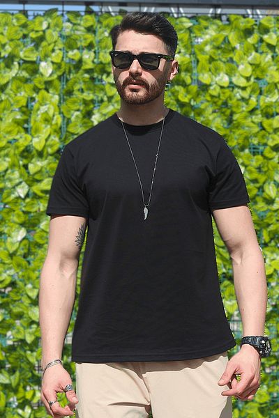EydaMoon Ανδρικό μπλουζάκι μαύρο Lycra Regular Cut, 100% βαμβακερό μπλουζάκι κατά του ιδρώτα