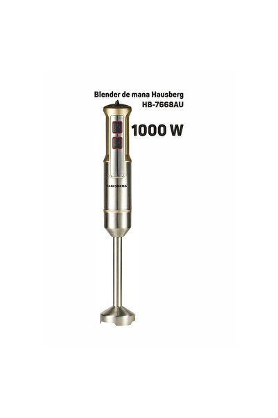 Hausberg Blender De Mana Hb-7668au, 1000 W, 2 Viteze, Lama Din Otel Inoxidabil, Motor Cupru, Auriu-inox