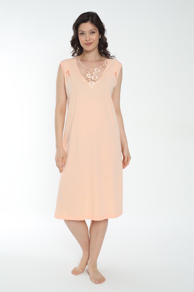 MİSS LOLİTA Cămașă de noapte scurtă pentru femei, cu mâneci zero, bumbac 100%...