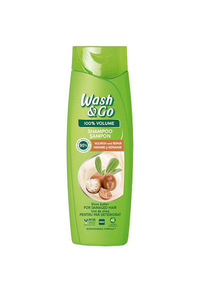 WASH&GO ȘAMPUN W&G UT DE SHEA pentru păr deteriorat, 360ML