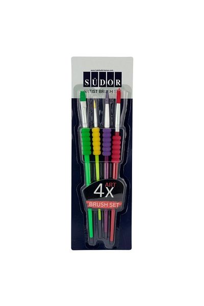 Südor 4 Piece Art Brush Set with Silicone Handles
