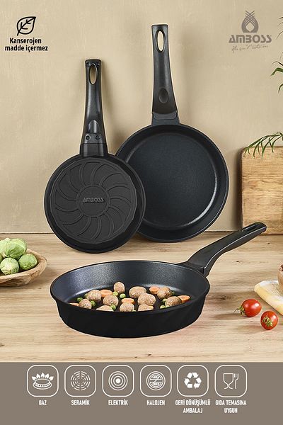Amboss Vento Cast Titanium Coated 3 Piece Pan Set - Black