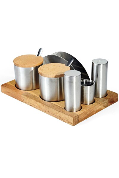 Generic Brand Groovy Shiny Mat SAlt Shaker and Spice Rack Set - Round Bottom