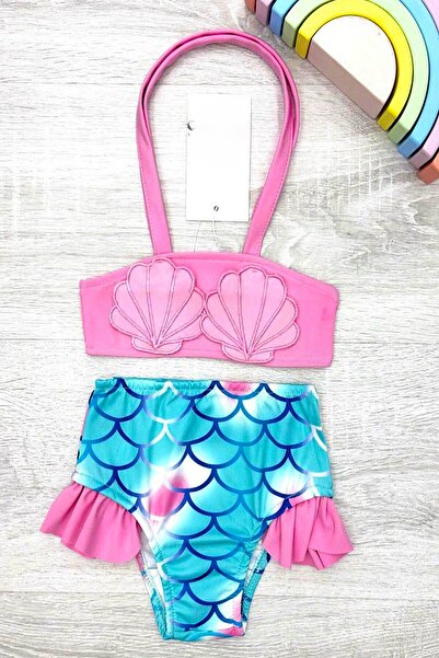 DeKuBaby Σετ μπικίνι για κορίτσια με μοτίβο βολάν με φιγούρα κοχύλι νέας σεζόν