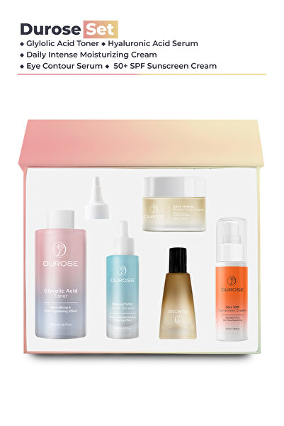 DUROSE CİLT BAKIM SETİ-HYALURONİK ASİT CİLT SERUMU,NEMLENDİRİCİ KREM,+50SPF G...