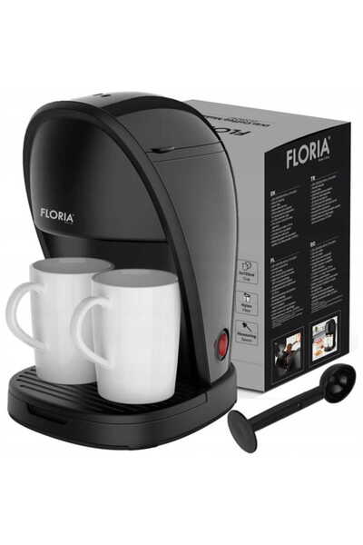 Floria Aparat de facut cafea ZLN9297, filtru de nailon, cupa pentru masurat, 2 cesti incluse, Negru