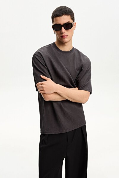 Bershka Short sleeve seersucker T-shirt