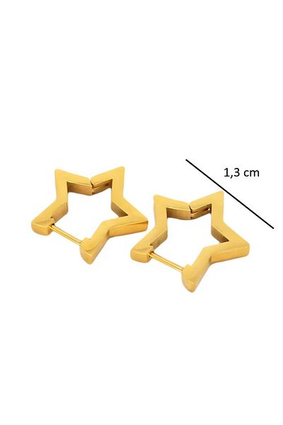 Siya Silver Non-Tarnish Steel Gold Color Minimal Star Earrings-1,3 cm