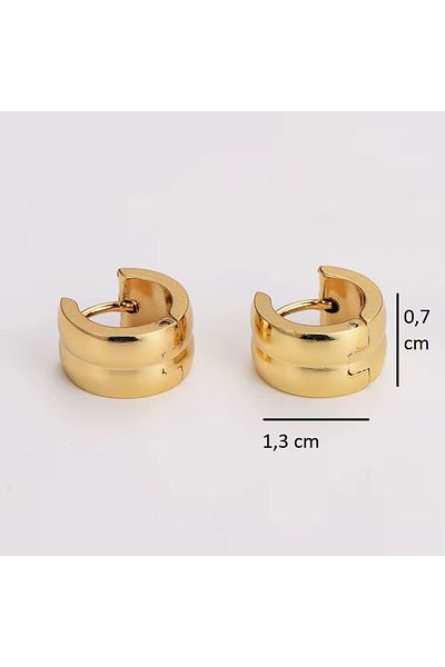 Siya Silver Tarnish Stainless Steel Gold Color Two Row Curved Unisex Minimal Hoop Earrings-1.3 cm