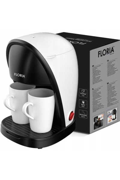 Floria Καφετιέρα ZLN9298, φίλτρο από νάιλον, δοσομετρικό κύπελλο, περιλαμβάνονται 2 φλιτζάνια, λευκό