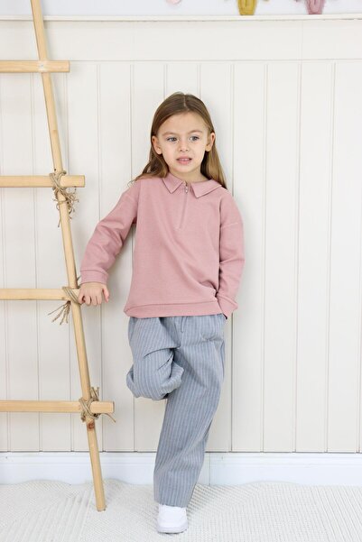 MiaBaby Gri Çizgili Pantolon