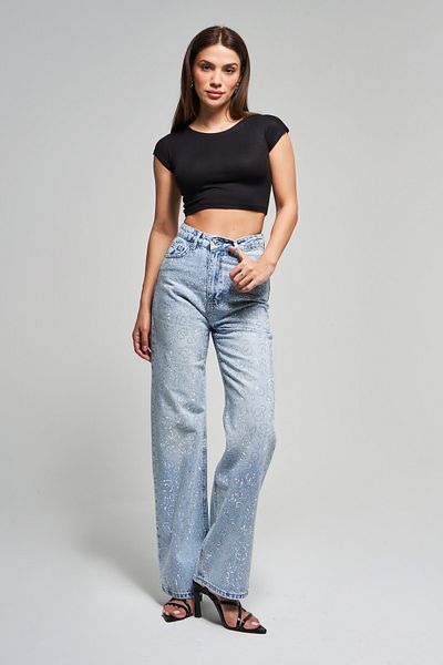 its basic Snow Color from Femininity T-4S5-3 Soon 100% Koton Denim Bright Stone Design