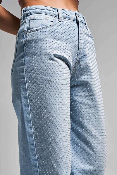 its basic Women's Ice Color T-2S5-100 Denim High Waist Pearl Stone Design