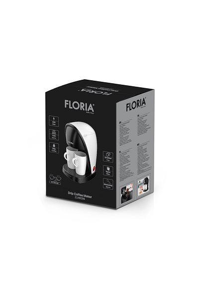 Floria Aparat De Facut Cafea Zln9298, Filtru De Nailon, Cupa Pentru Masurat, 2 Cesti Incluse, Alb