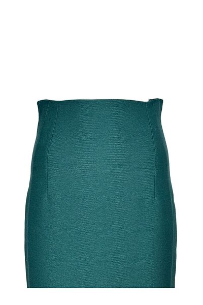 KAMEYA Asymmetrical Green Pencil Skirt with Side Slits