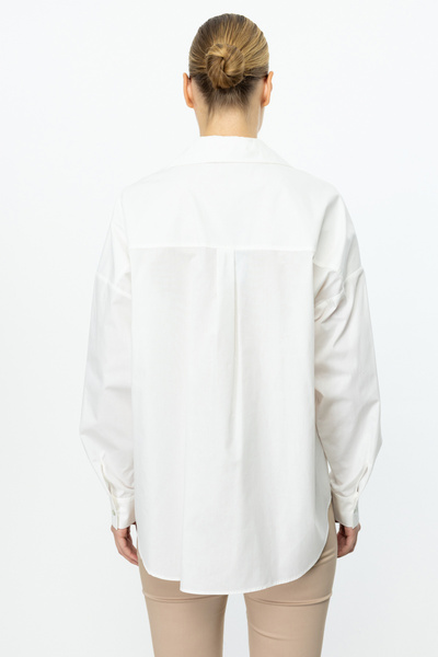 Ekol Kadın Kelebek İşlemeli Düğmeli Gömlek 3112 Ekru