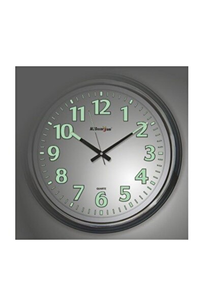 M3DECORİUM Büyük Siyah Çerçeve 47cm Kalın Kasalı Büyük Fosforlu Rakamlı Gerçe...