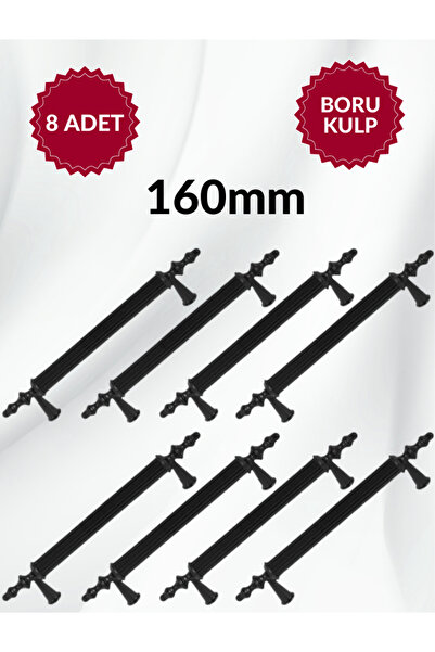 MKLAKS 160 Mm Siyah Plastik Çekmece Boru Kulp 8li Paket – Şık Ve Dayanıklı Ta...
