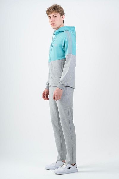 MARATON Comfort Men's Hooded Slim Leg Raglan Sleeve Turquoise Tracksuit Set 22309