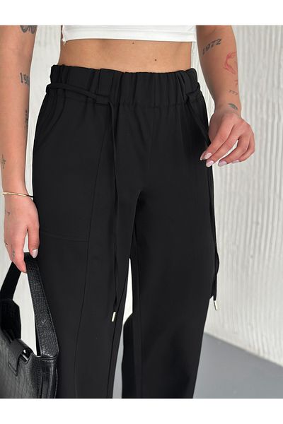 sportiness PANTALONI DABIL FABRIC CU DETALII PIESE CU ȘIRETURI CU ȘIRETURI