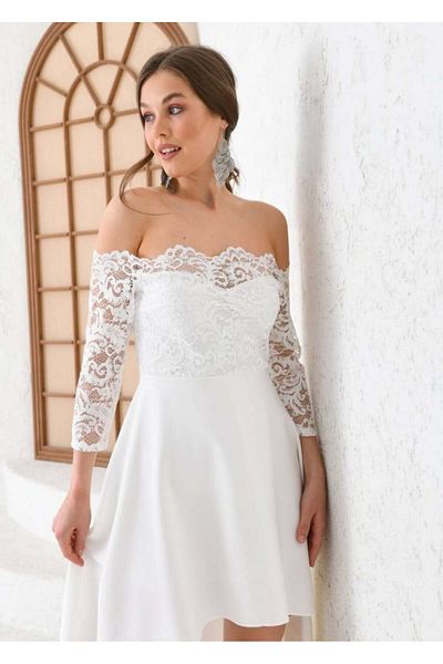 ADA MODA Rochie de stofa si dantela