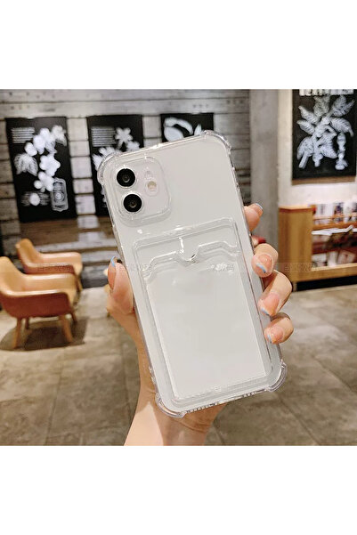 EDELFU iPhone 11 Cepli Kartlıklı Şeffaf Köşeleri Darbe Emici Koruyucu Telefon...