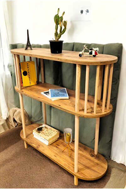 PEKA Ahşap Ayaklı Dresuar Dekoratif Raflı Kahve Köşesi Konsol Modern Çok Amaç...