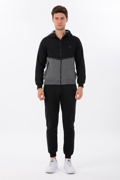 MARATON Comfort Men's Hooded Black Tracksuit Set