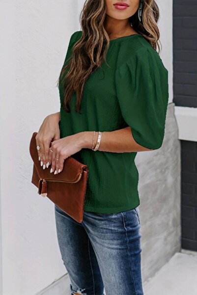 Mossta Πράσινη μπλούζα με μανίκια με πιέτες - B-redux Model: 3.446751.00.00