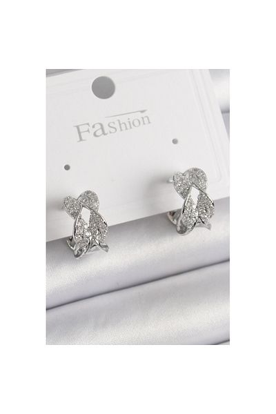 Skygo Silver Color Zircon Stone Twist Model Women's Earrings - Tj-Bkp9865