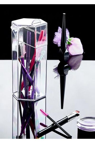 Hayveys home Mini Covered Transparent Brush Holder Makeup Eyeshadow Brush Organizer Organizer