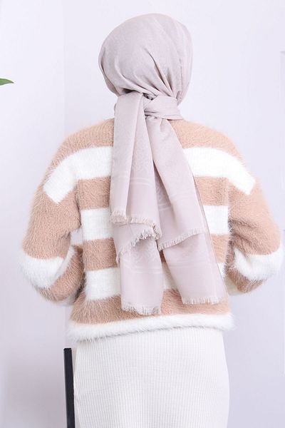 İmajButik Πουλόβερ Tiko με βελούδινη γενειάδα με ρίγες βιζόν