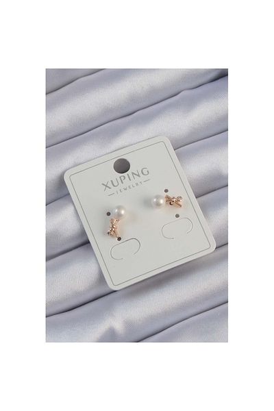Skygo Rose Colored Zircon Cubic Zirconia Minimal Bow Earrings - Tj-Bkp9402