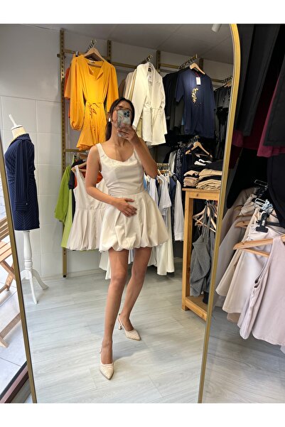 Butik Askılı balon etek mini elbise