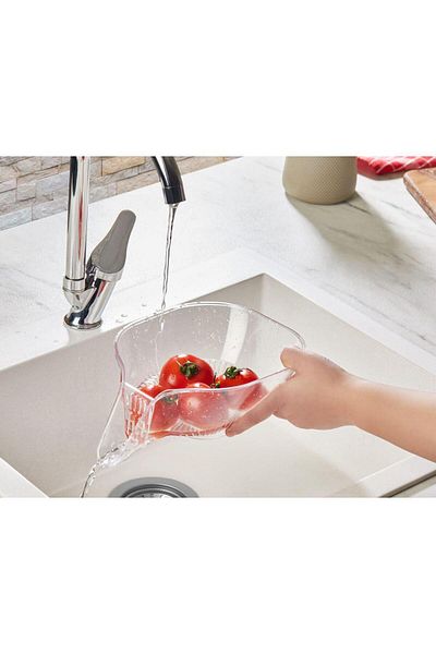 Hayveys home Oval Perforated Sink Strainer Vegetable Fruit Pasta Legume Washing Strainer