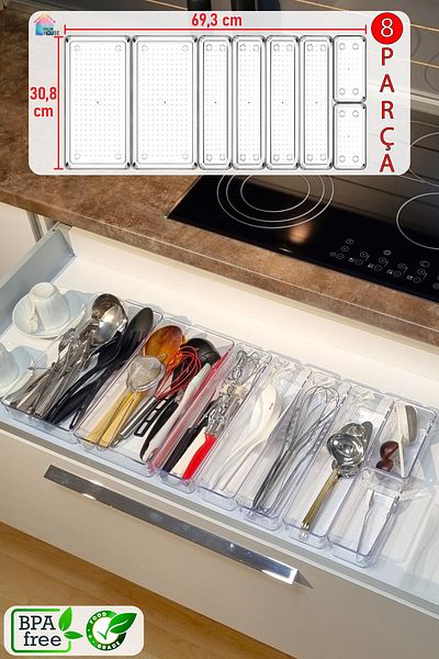 color house Σετ 8 Modular Ladle and Makeup Organizer Ψυγείου - Organizer συρταριού κουζίνας με κουτάλια