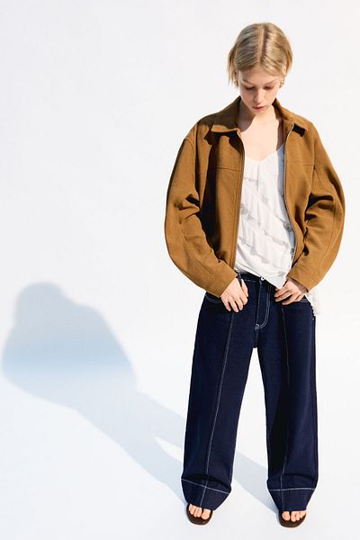 Bershka Faux suede trucker jacket
