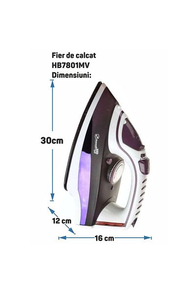 Hausberg Fier de calcat HB-7801MV, ceramica, jet 17g/min, abur 25g/min, antipicurare, autocuratare, 2300W