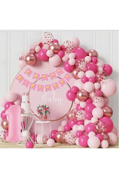 Bkmc فاخر الوردي الفوشيه عيد ميلاد مفهوم العمر احباط حفلة عيد ميلاد مجموعة زخرفة