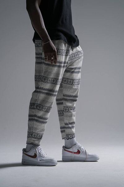 FıttingRoom Aztec Patterned Baggy Trousers with Elastic Waist
