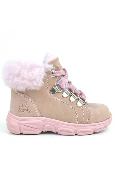 Rakerplus Genuine Leather Powder Pink Zippered Winter Baby Girl Boots Shoes