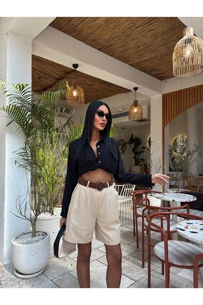 La Lilyum Grace in Every Detail Women S High Waist Belted Shorts – Summer Comfortable and Stylish Design