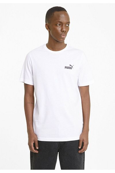 Puma Weißes Unisex-T-Shirt mit klassischem Logo