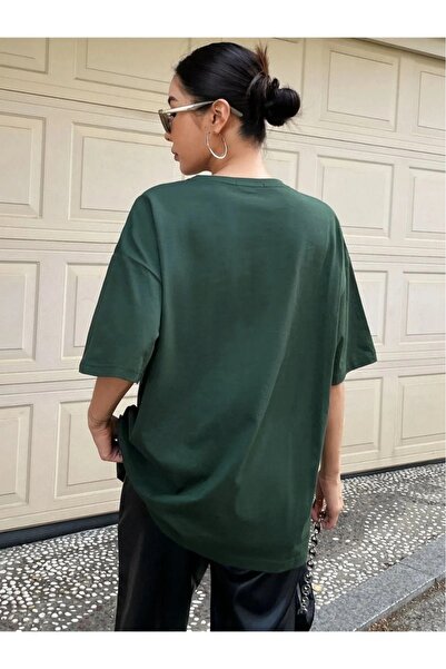 WEARTEX Women's Optimistic Printed Crew Neck Oversize Basic T-Shirt