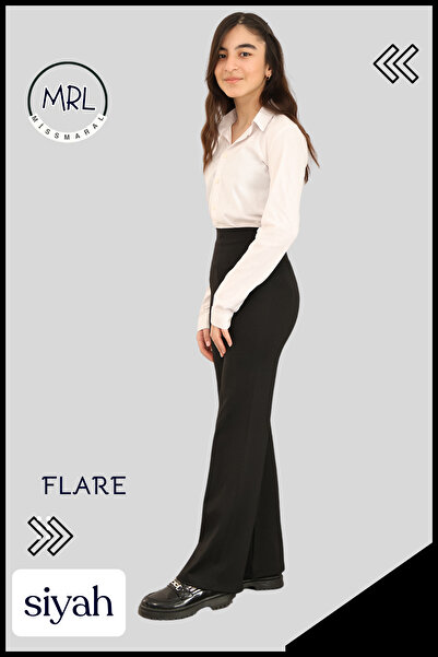 missmaral Blacks Flared Leggings Pants High Waist Lycra Diving Fabric Flare 4040